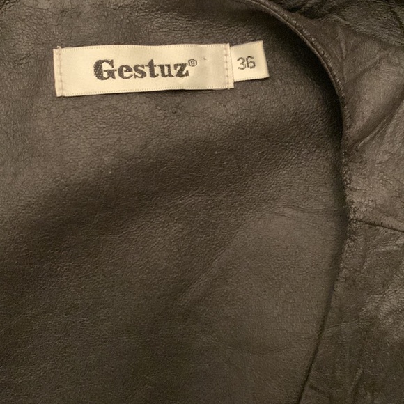 Gestuz dress Scandinavian faux leather deep plunge Eu size 36 US small - Picture 9 of 11